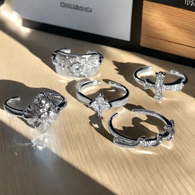Fashion Light Luxury Iris Cross Open Ring Femininity High Sense Niche Design Exquisite Ring
