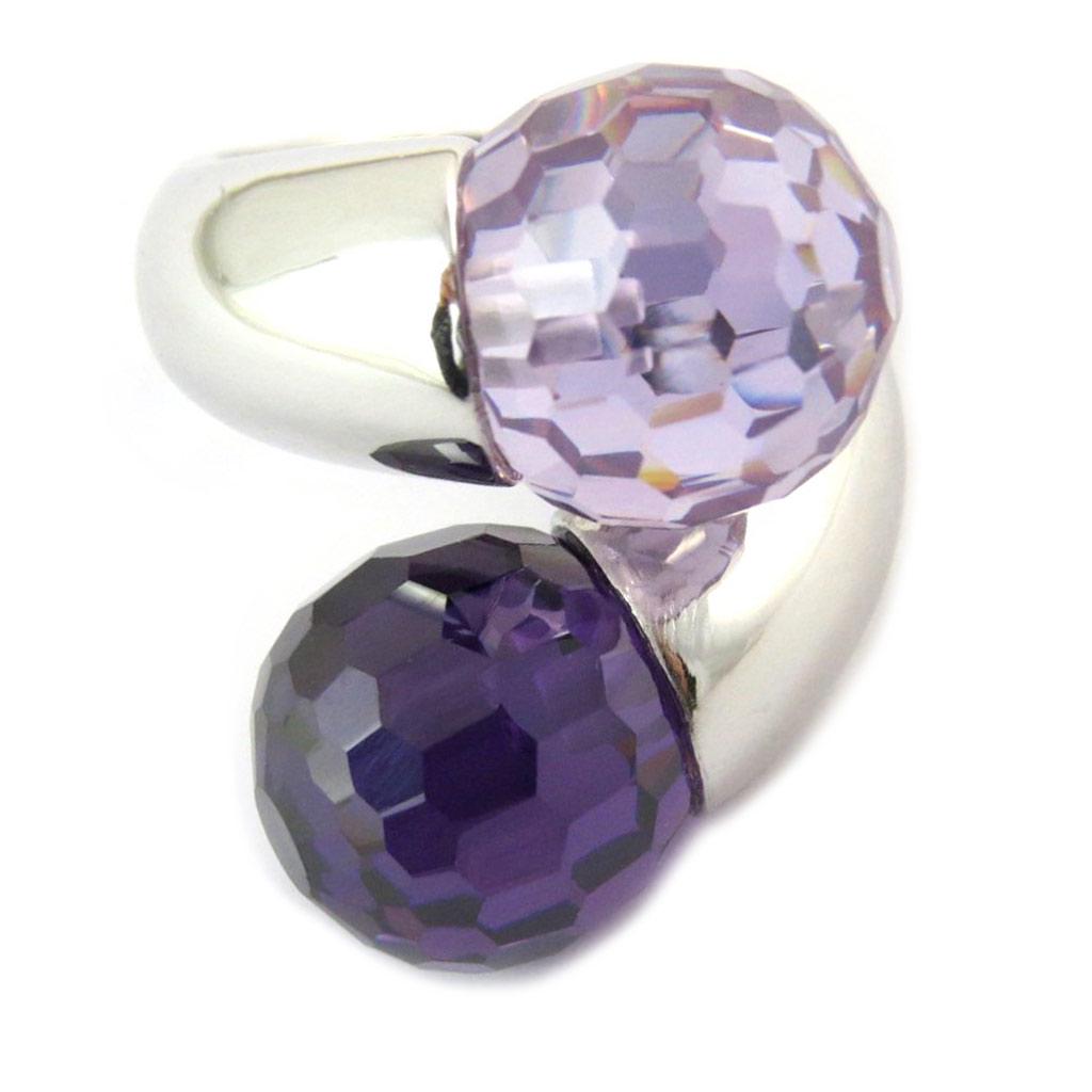 Inel de argint "Toi & Moi" violet