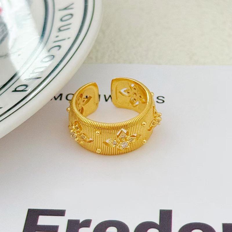 Italian Medieval Vintage Brushed Open Ring Niche High-End Exquisite Retro Personalized Ring