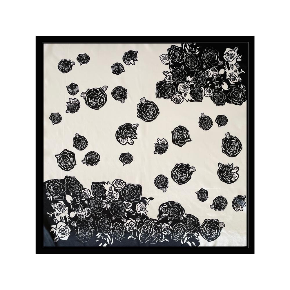 Silk Scarf Large Square Scarf Women's New 91cm Headscarf Satin Scarf Satin Square Scarf European and American Printed Shawl Wholesale