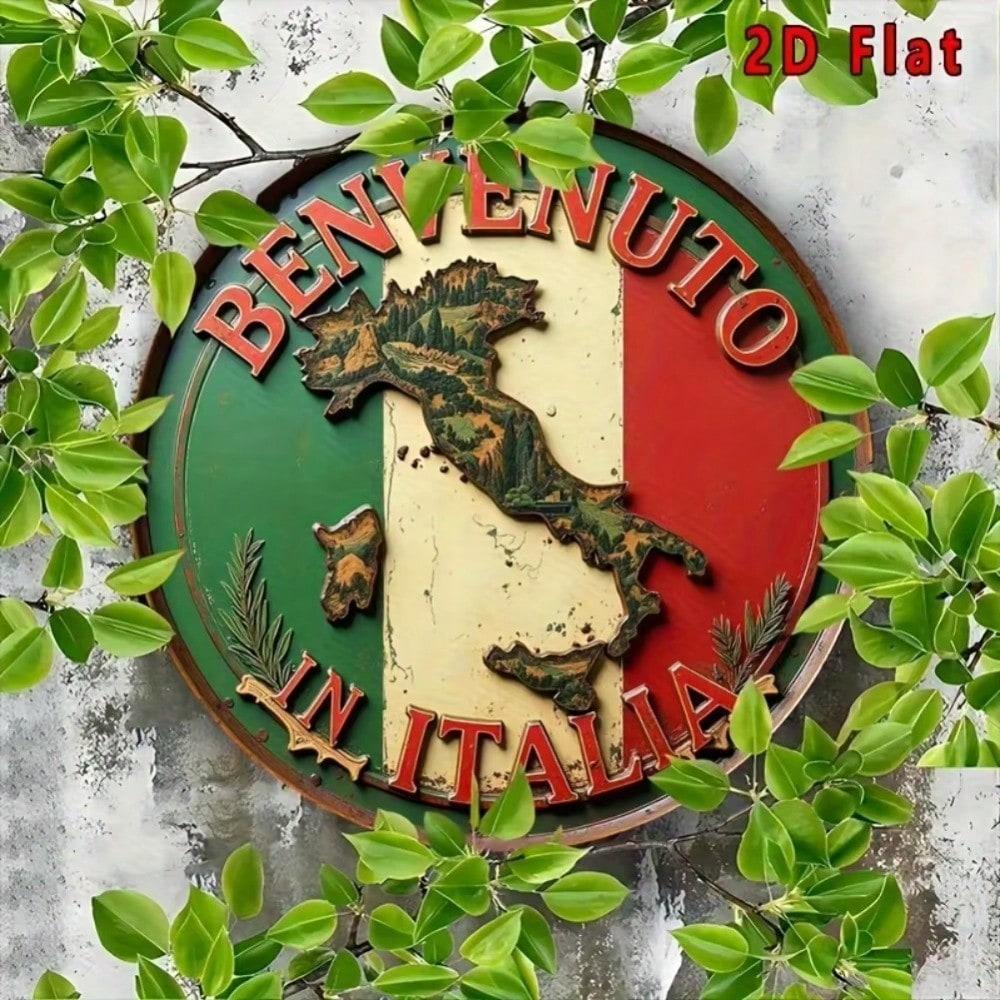 Vintage Italy Map Metal Sign Waterproof Aluminum Wall Art Home Decor