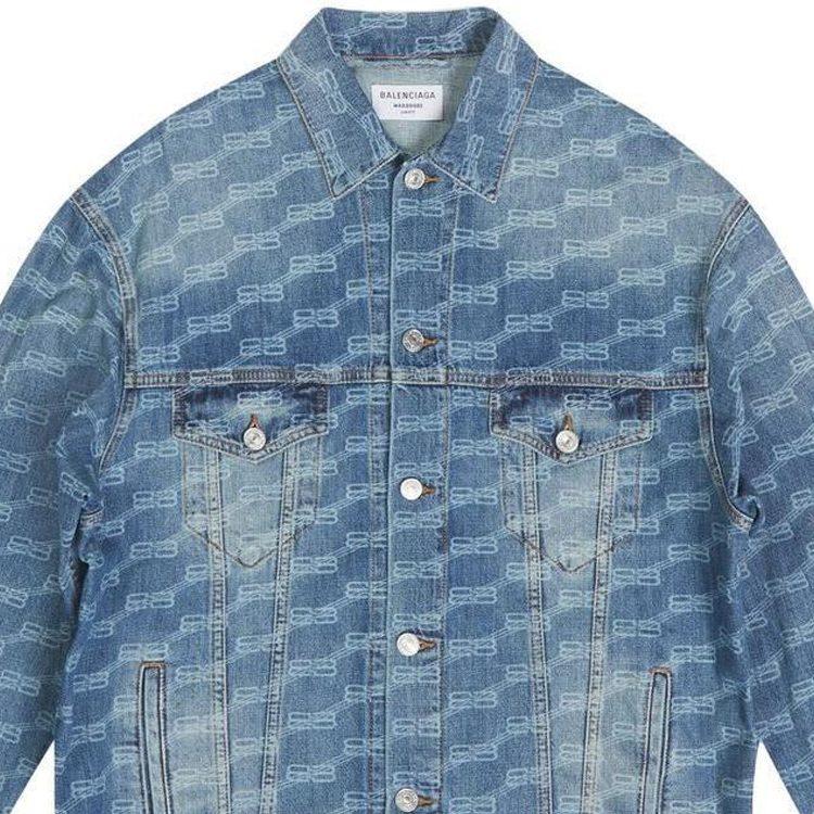 Balenciaga All Over Bb Monogram Logo Denim Jacket 675208TMW374437