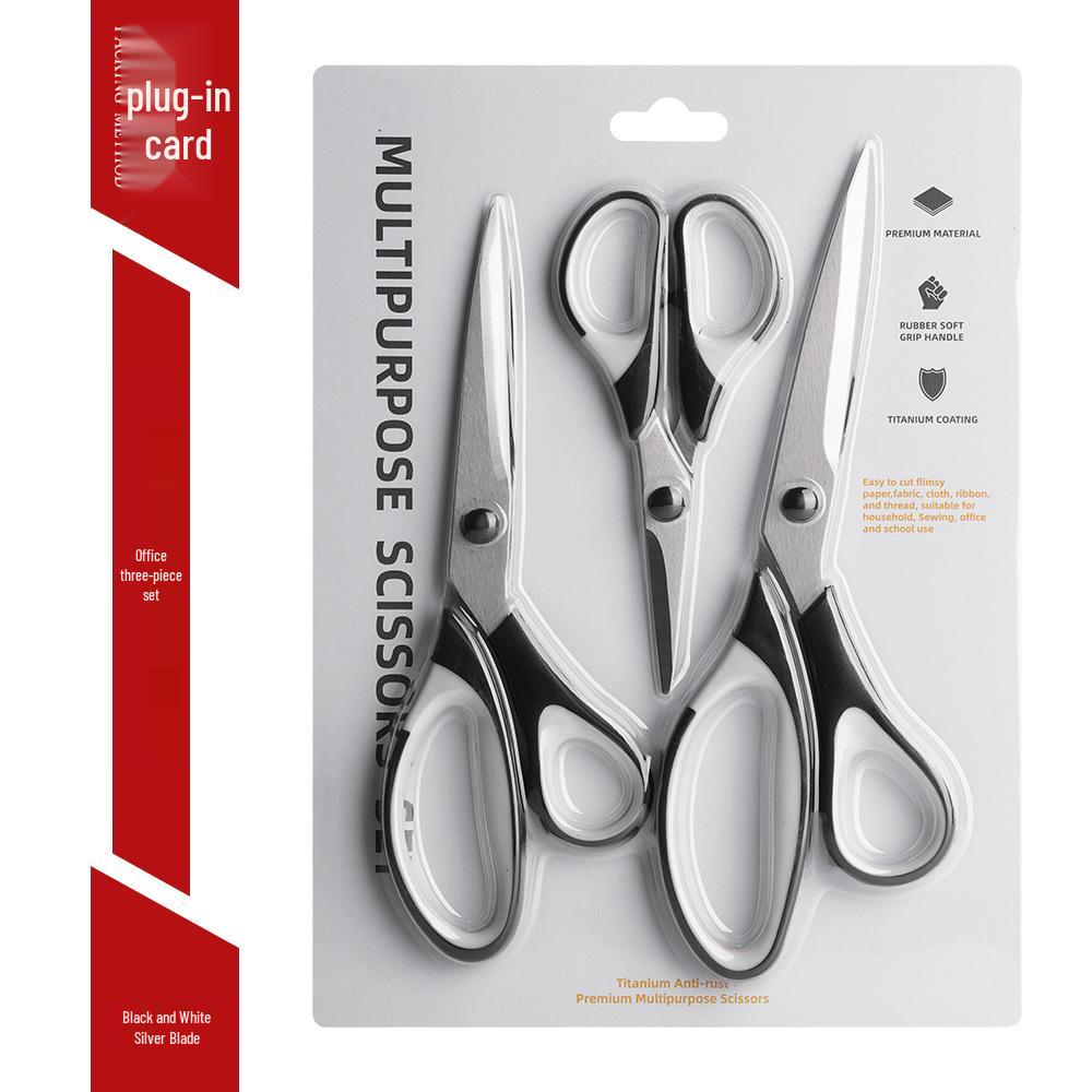 Stainless Steel 3-Piece Scissors Set: Tailor, Office, and Paper-Cutting Scissors
