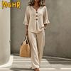 Women's Fashion Casual Summer Spring 3/4 Sleeves V Neck Pants Suits