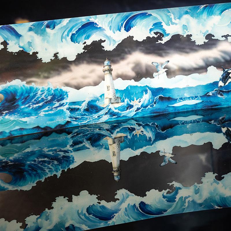 Sky & Ocean Seamless Masking Tape 65mm*2m - Scrapbook DIY Journaling Supplies for Notebook & Phone Case Decoration