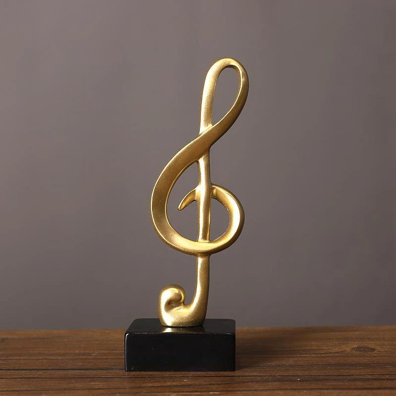 Music Note Figurine Modern Music Decor Gold Music Note Sculpture Resin Figurine Modern Musical Symbol Decoration Piano Room
