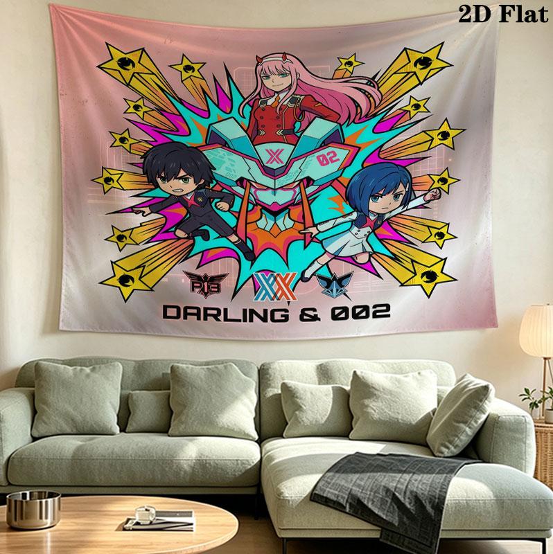 Franxx Wall Tapestry Aesthetic Wall Hanging Printed Fabric Blanket Decorative Tapestries For Bedroom Living Room Home Decor