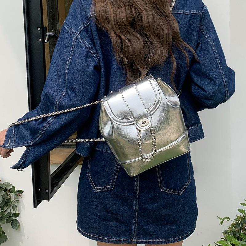 Koreanische Nische Frühling Neue Kleine Duft Kette Silber Rucksack für Frauen Ins Blogger Tragen Kleine Rucksack Reise