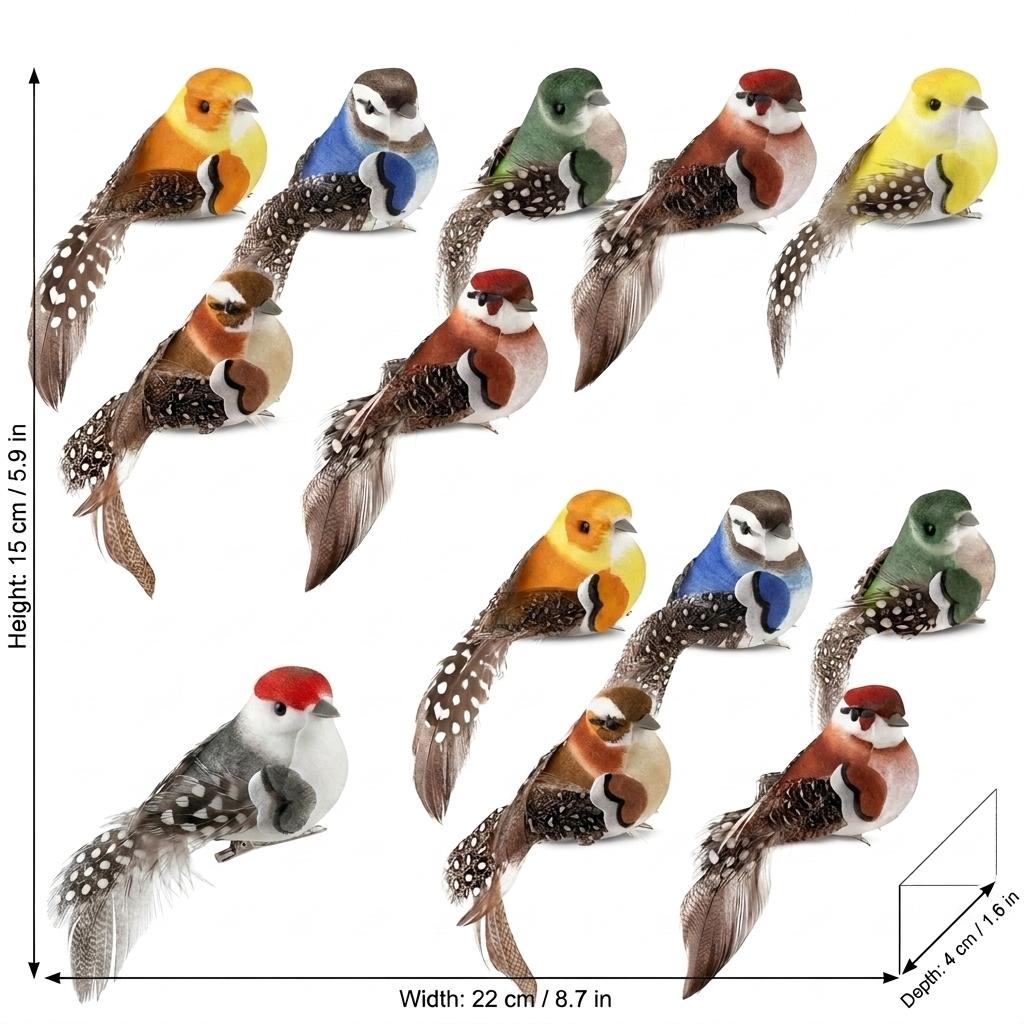 Decorative Artificial Bird Set 10Pcs 5Styles With Clips For Home Wedding Decoration
