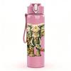 1PC Decorated Bohemian Elephant Print 750ml Color Plastic Sports Water Bottle Leakproof Flip Straw Lid Suitable for Sports Office Home Use