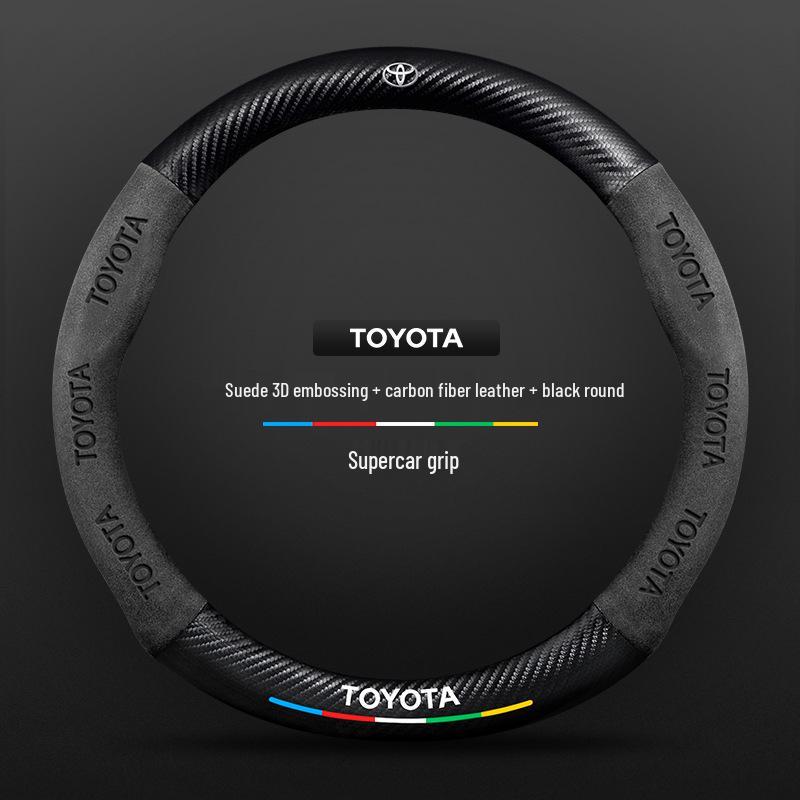 Cubierta de Volante Toyota RAV4 2022, Cuero Genuino Fibra de Carbono Gamuza, Ultradelgada