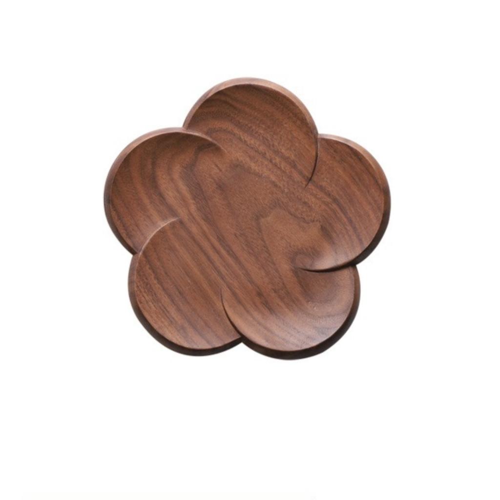 Black Walnut Wood Coaster Creative Round Flower Design Heat Resistant Japanese Tea Cup Mat
