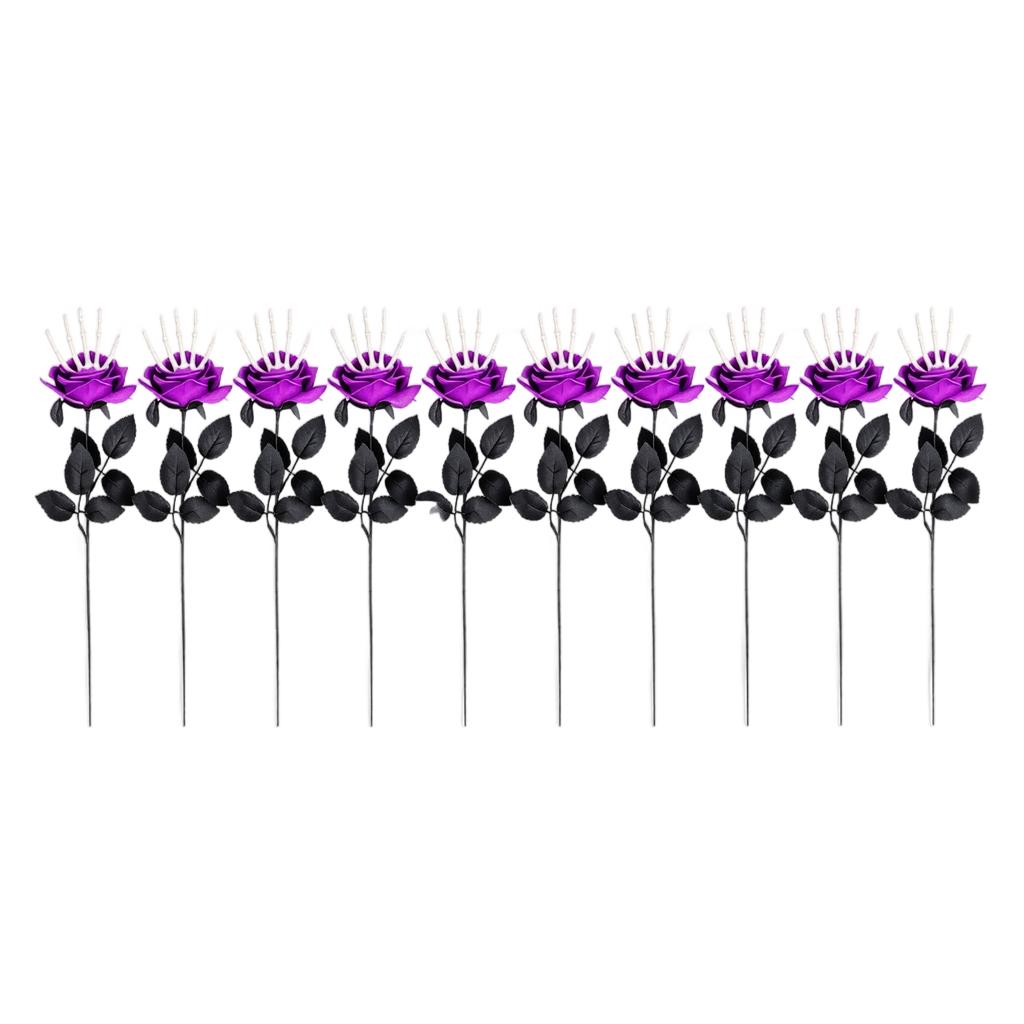 10 Piece Skeleton Hand Artificial Rose Flower Insert Branch Decorative Props for Halloween Horror Party Ghost Festival Table Centerpiece