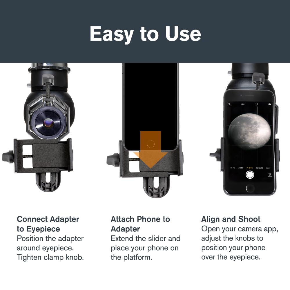 Celestron 81035 Basic Smartphone Adapter Capture Detection Black 1.25-inch