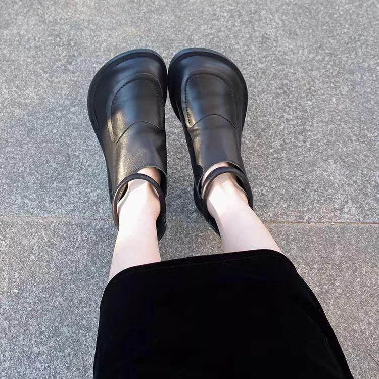 New Retro Handmade Shallow Mouth Splicing Women's Shoes Fashion Single Shoes New Casual Versatile Comfortable Platform Small Leather Shoes