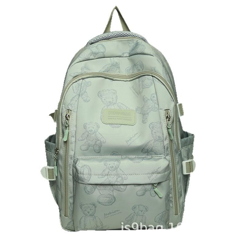 Schoolbag popular schoolbag for male and female junior high school students large capacity simple versatile backpack printed bear new student