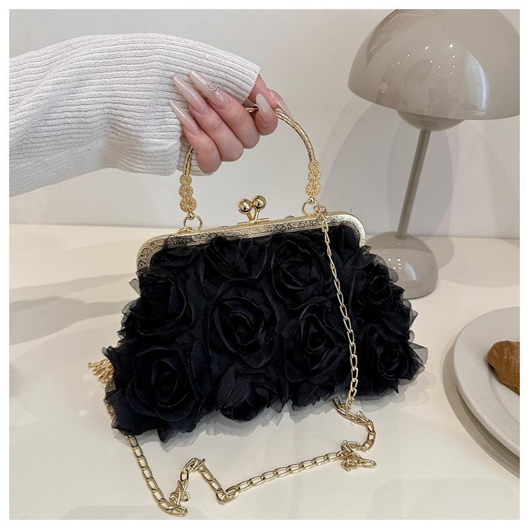 New summer sweet rose dinner chain bag banquet handbag cheongsam evening dress literary diagonal bag