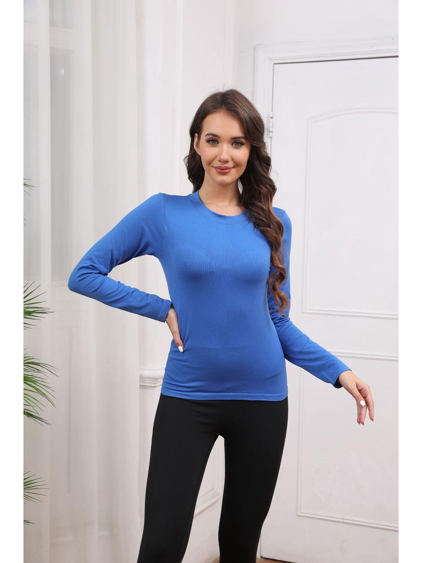 

Женская зимняя футболка с длинным рукавом, круглым вырезом, эластичная, спортивная, для йоги XL