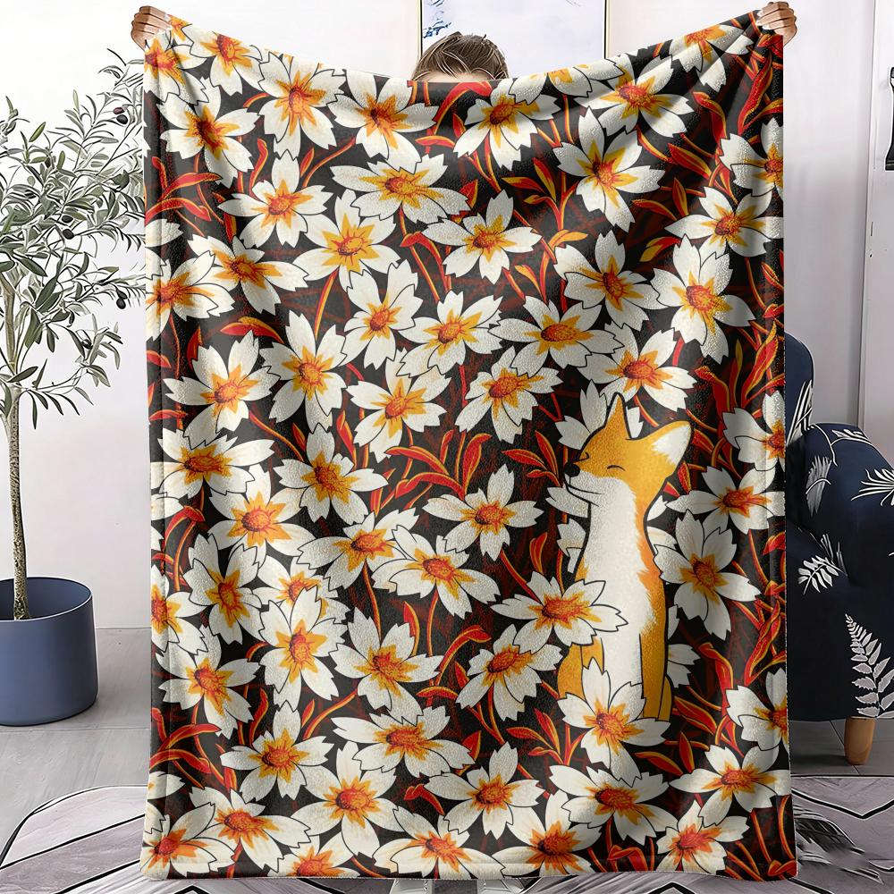 Flowers Throw Soft Flannel Throw Summer AC Blanket Lightweight Cool Nap Blanket for Sofa Bed Couch Travel 75X95CM