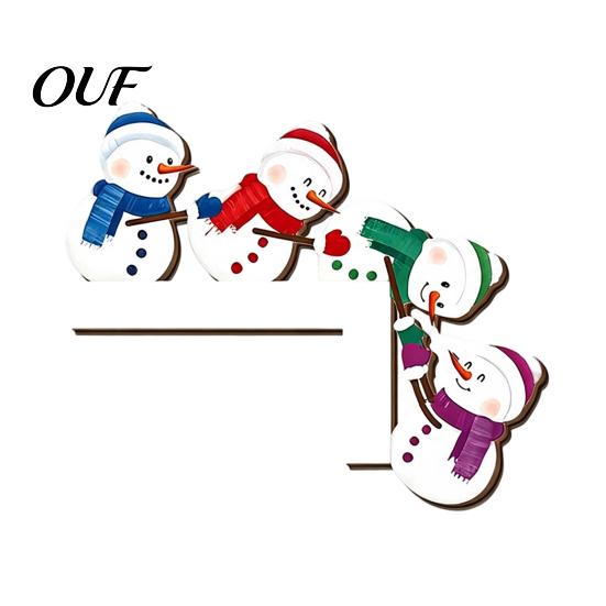 Holiday Indoor Wall Decoration Wooden Christmas Door Corner Decor, Santa Claus Reindeer/Snowman Topper Reindeer Frame Ornament for Home Decoration,