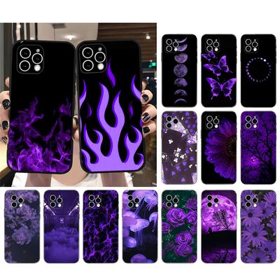 Coque de téléphone pour Iphone, compatible modèles 14 Pro Max, 13, 12, 11 Pro Max, Xs, Xr, X, 12mini, 7, 8 Plus, Se, violet, esthétique, Funda
