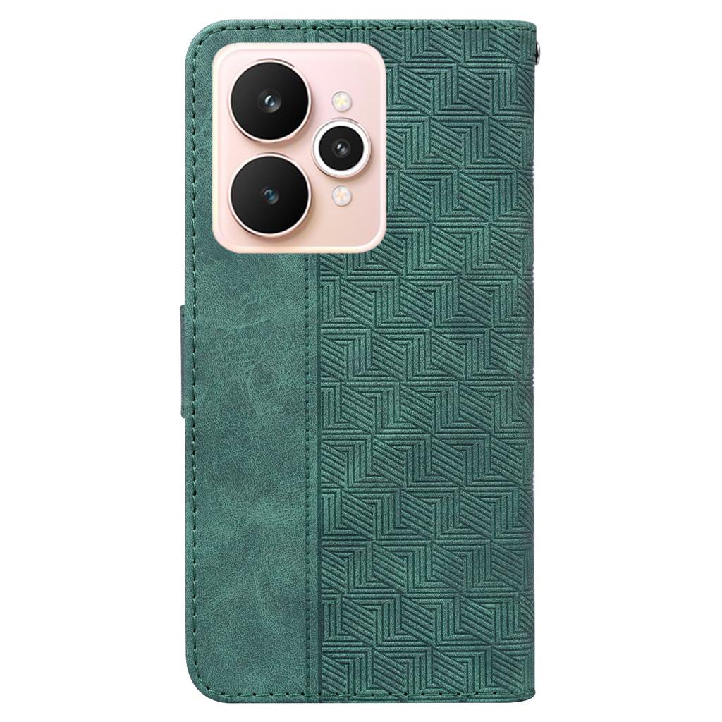 For Realme 15 Pro 5G/15 5G Case Geometry Pattern Leather Wallet Phone Cover with Wrist Strap