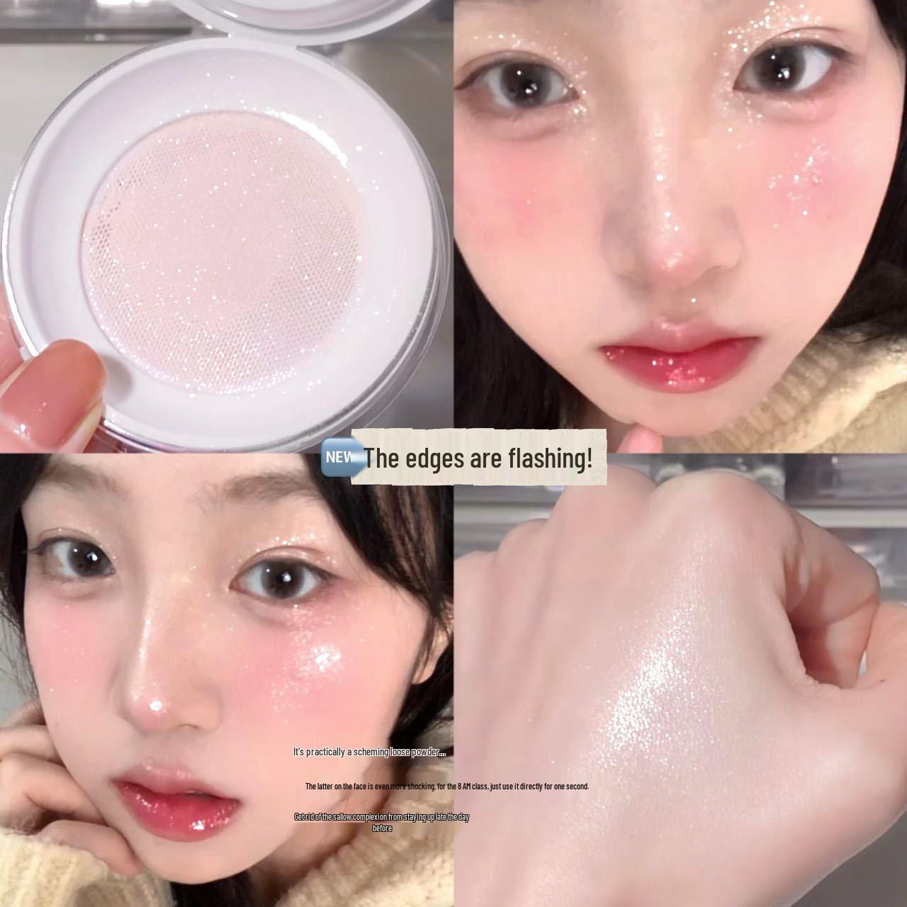 Sweetheart Rotating Loose Setting Powder: Long-lasting, No Smudge, Oil Control, Fine Shimmer, Natural 3D Brightening. 10g