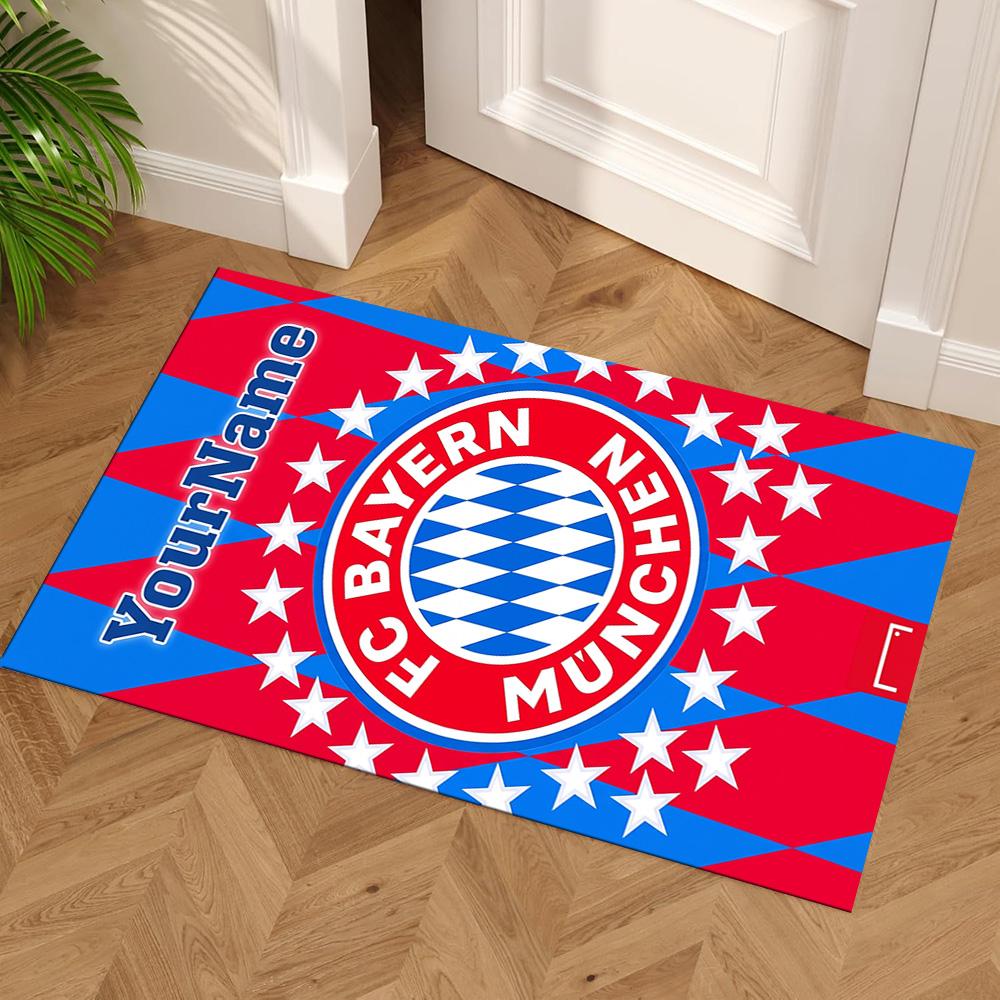 Bayern Munich Customize Text Carpet Design for Playrooms Dining Room Living Rooms Game Room Anti-slip Rug Decorate Offices Best for Christmas