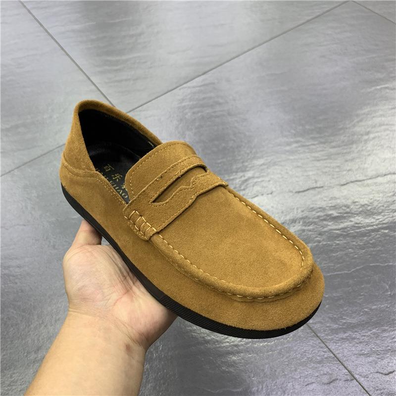 Lazy Shoes Men's Soft-soled Cowhide New Breathable Leather Doudou Shoes Men Wear One Pedal and Drive Blh