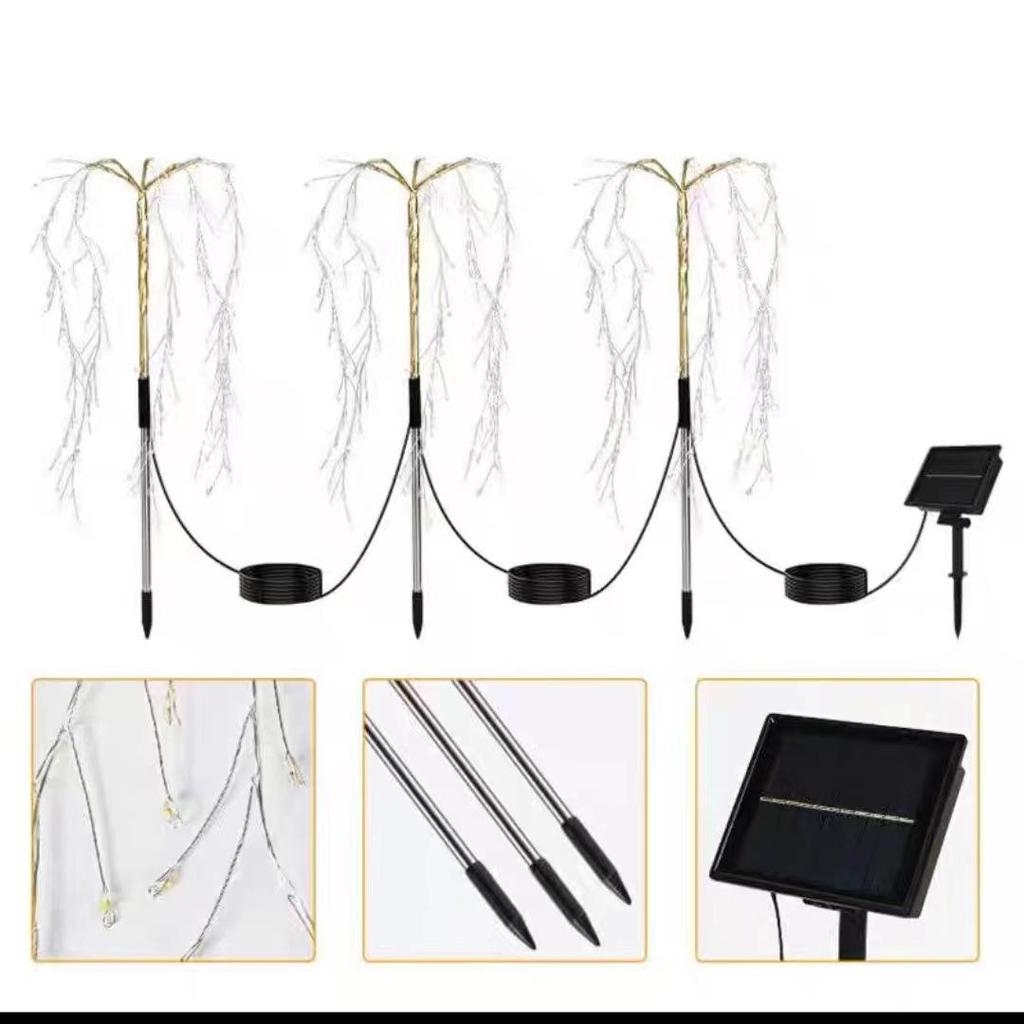 Solar Firecracker LED Lawn Lights: Copper Wire Firework String for Courtyard and Christmas Decor.