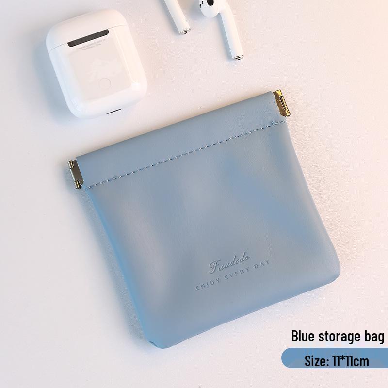 Portable Mini Coin Purse for Lipstick and Data Cable Storage with Automatic Drawstring Closure