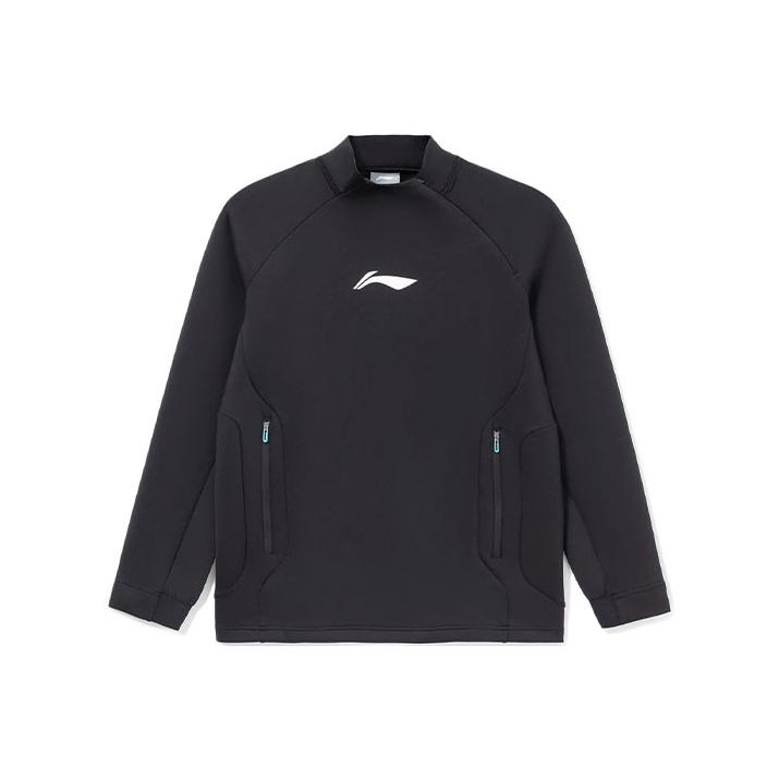 Мужская толстовка с логотипом серии Li Ning CBA, полувысокий воротник, черная AWDR711-3 M