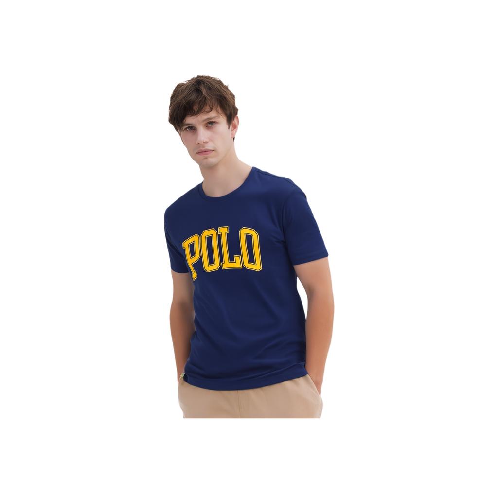 Polo Ralph Lauren Logo Print Crew Neck Short Sleeve Regular T-Shirt Men Tops Navy-Blue 710858957-002