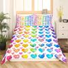 Colorful Rainbow Heart Duvet Cover Sets For Kids Boys Girls Queen Lightweight Quilt Covers Love Heart Bedding Sets Bedroom Decor