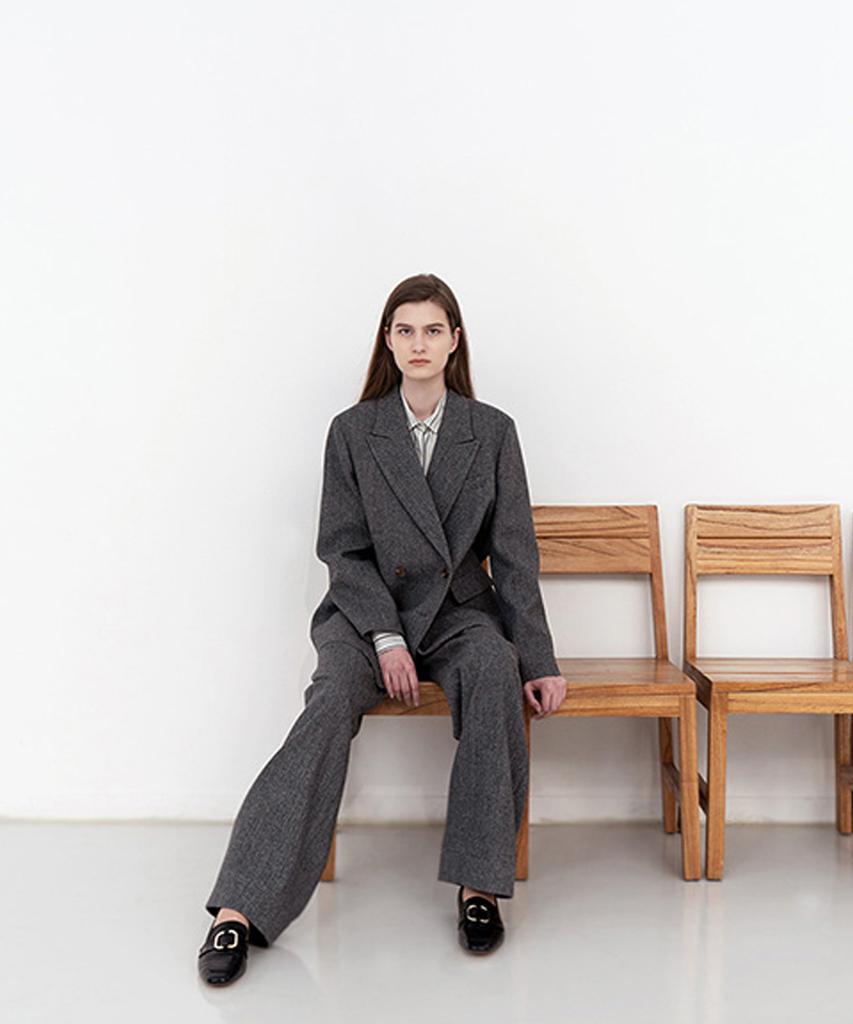 Avamolly Herringbone Wide Pants (H/Grey)