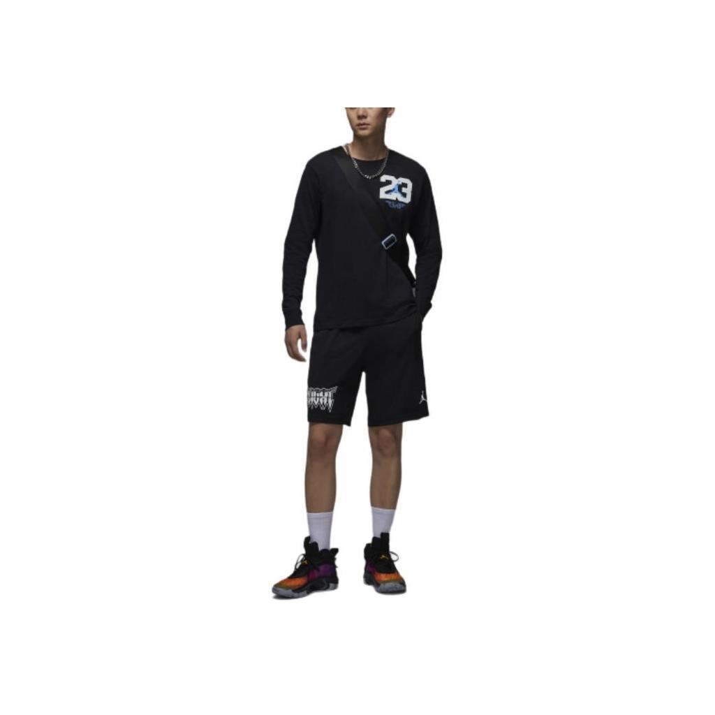 Jordan Dri Fit Sport Crew Neck Graphic Casual Long Sleeve T Shirt Men Tops Black Legendary-Blue FZ1982-011