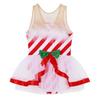 Kids Girls Sleeveless Striped Christmas Party Costume Figure Ice Skating Ballet Dance Leotard Tutu Dress