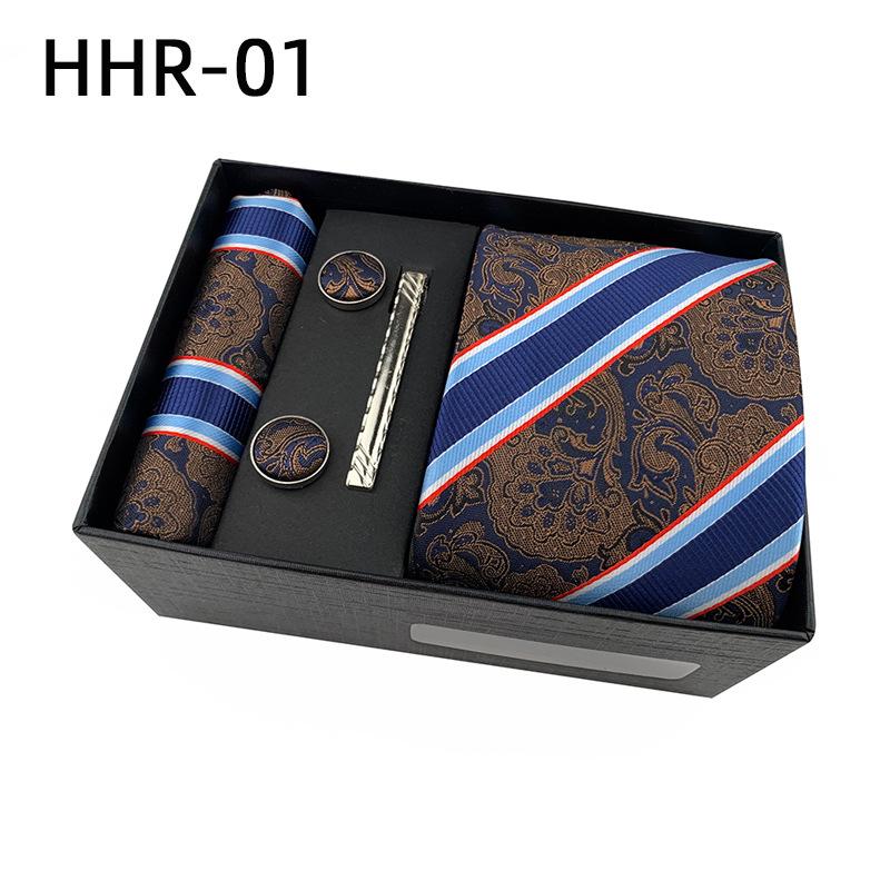 Paisley Men'S Tie Square Cuff Tie Clip Gift Box Set Business Casual Tie Black Gift Box