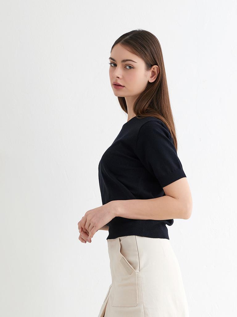 NITINA Basic Round Pullover Bk