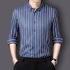Shirts Men Elegant Shirts Luxury Men's Clothing High Quality Stripe Pattern Shirts Fashion Long Sleeves Shirt Man