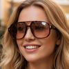 Retro Double Beam Square Women Sunglasses Luxury Brand Leopard Design UV400 Protection Trendy Unisex