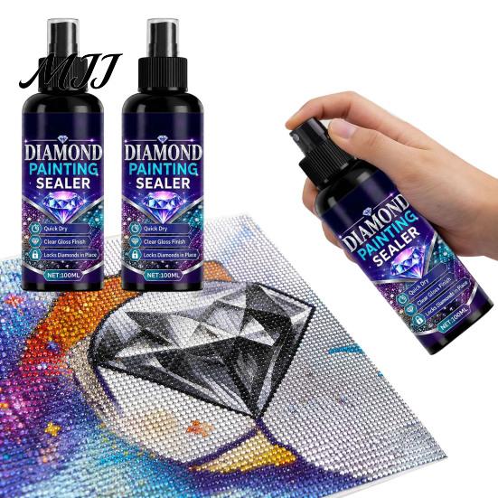 Sealer Spray for Faux Diamond Art 2Pcs Sealer, 100ml Rhinestone Painting Spray, Quick Dry Glue Gloss Finish Sealant, Clear Protective