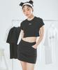 Kagamiel Square Logo Crop T-Shirt Black