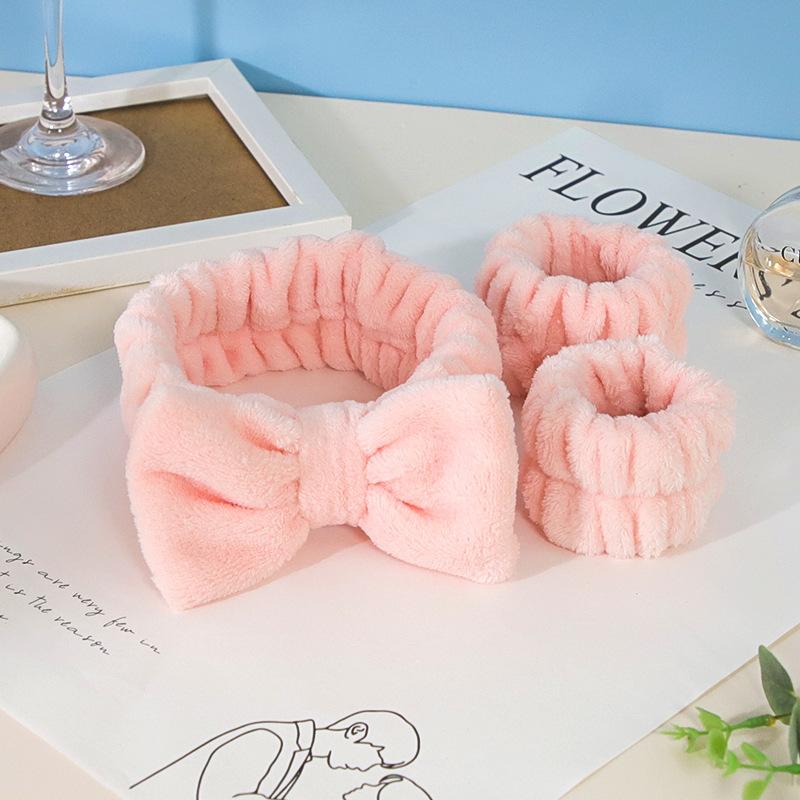 

Butterfly Bow Women s Face-Washing Hair Absorbent Headband Wristband Coral Fleece Wide Headband Hair Accessory Headwear