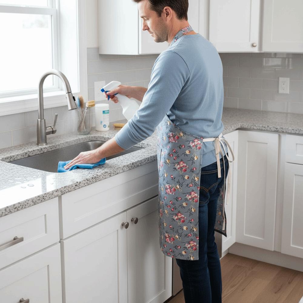 Stain Resistant Floral Printed Apron Adjustable Oil Resistant Waterproof Apron with Pockets Elegant Cooking Apron Kitchen