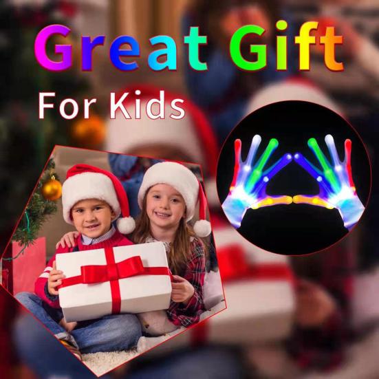 LED Glow Gloves Light-Up Skeleton Hand Bone Gloves for Kids Adults Halloween Costume Gloves for Parties Gatherings