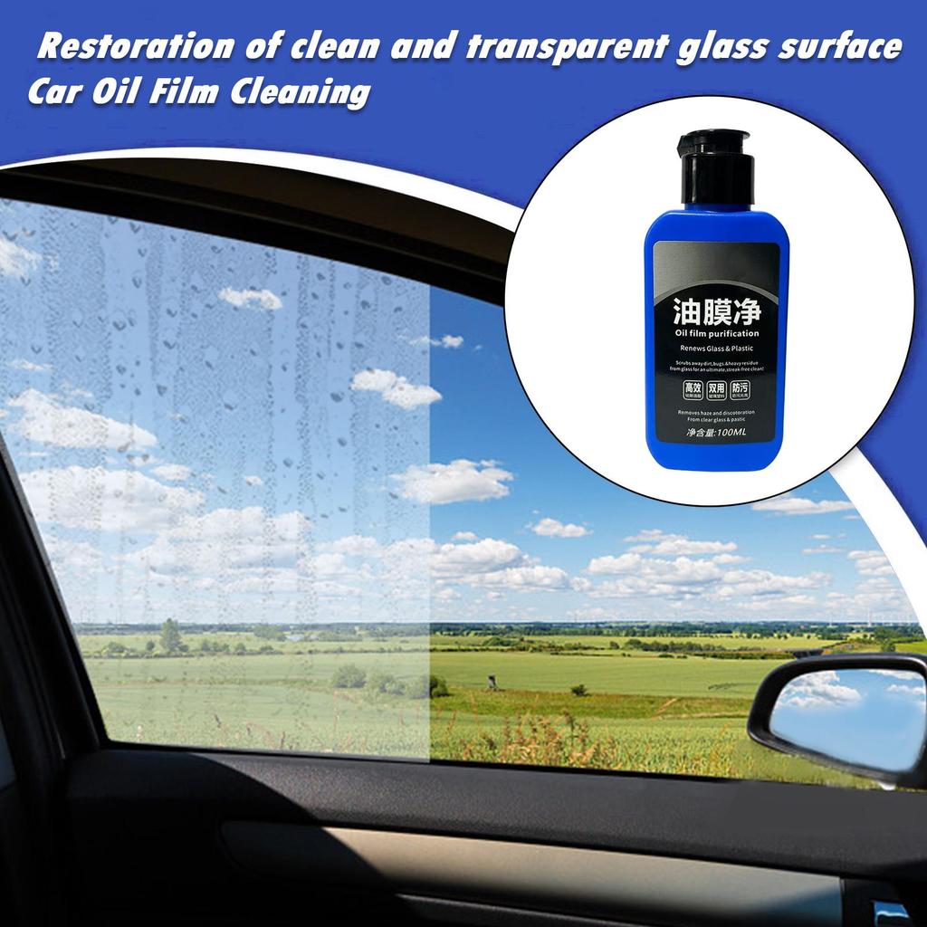 Car Windshield Cleaner 100ml Car Glass Degreasing Cleaner Stain Remover Long-Lasting Protection Automotive Cleaning Accessories