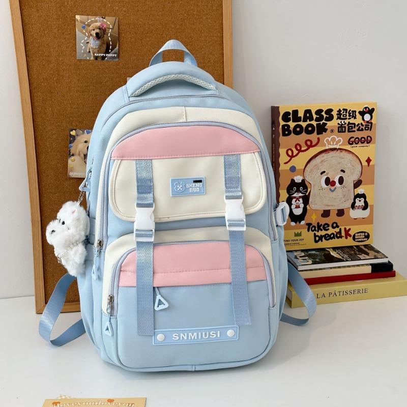 High-value Burden-reducing Schoolbag Female College Student, Contrasting Color Large-capacity Backpack Male Junior High School Niche Backpack