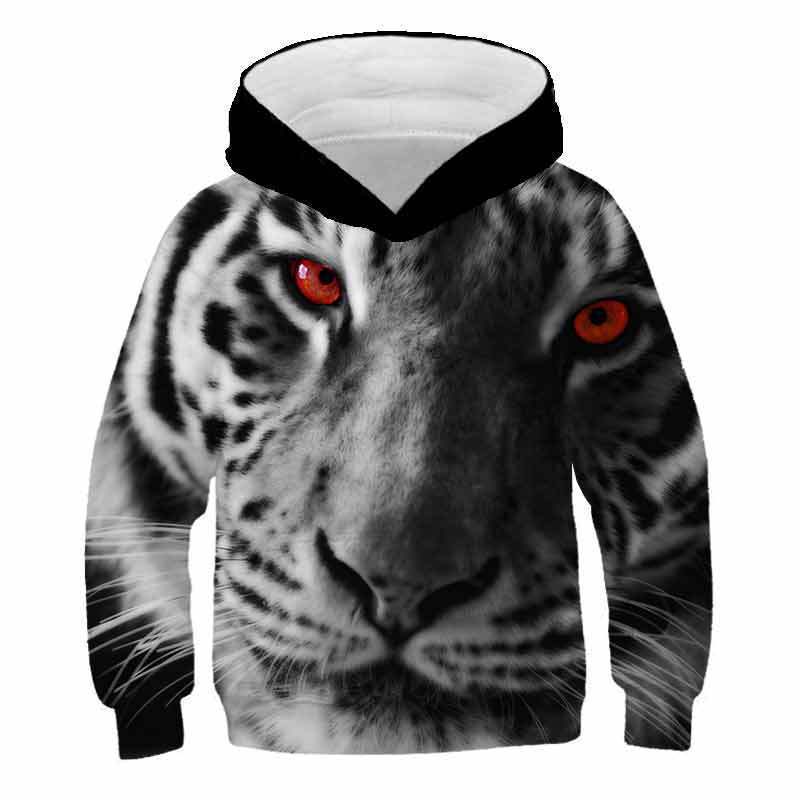 Autumn 3D Animal Tiger Pattern Printed Top Fashionable Casual Long Sleeved Children's Boy Hoodies