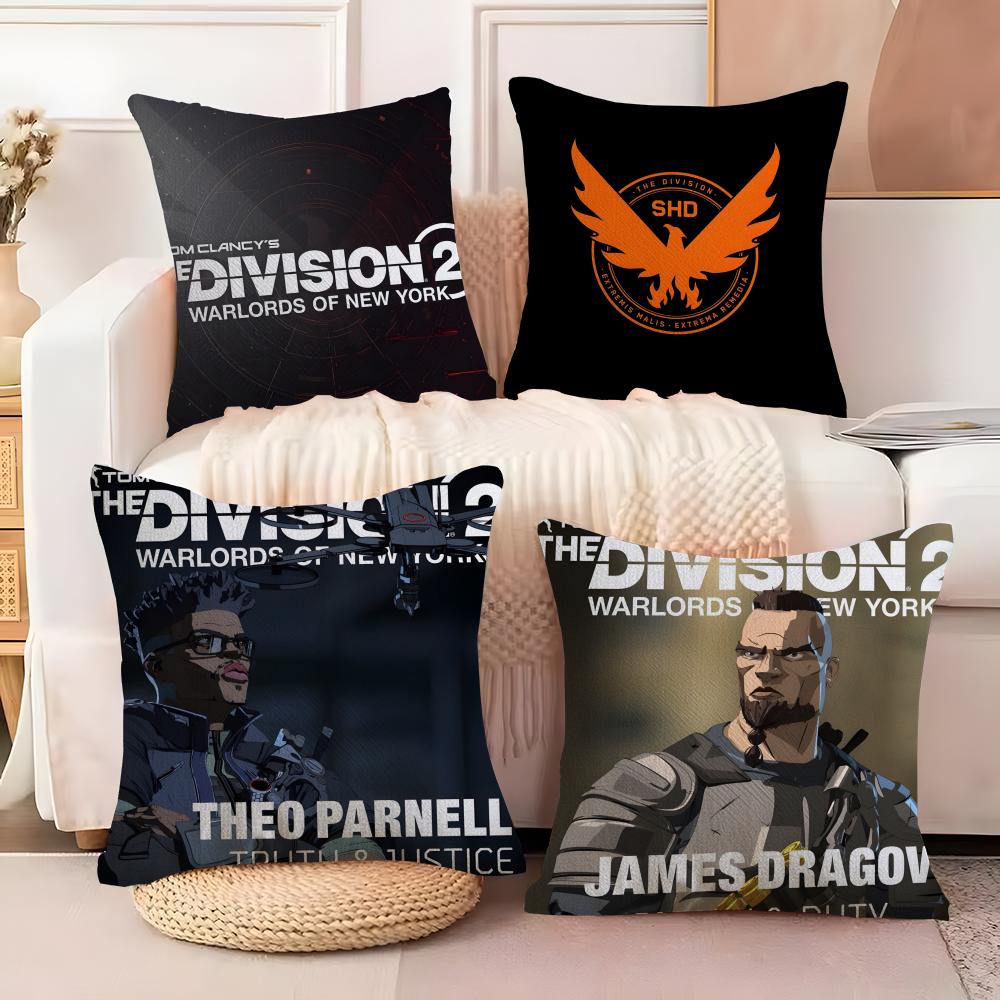 Tom Clancy's the Division 2 Pillow Case Anti-dustmite Pillowcase Invisible Zipper Silky Short Plush Sofa Cushion Cover